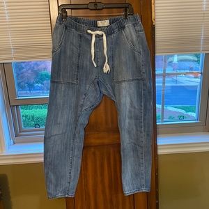 Drawstring Boyfriend Shabbies Denim in sightly faded wash